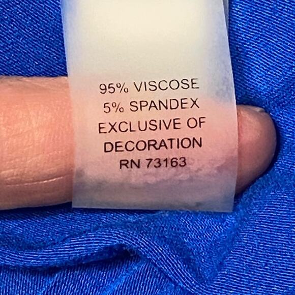 Royal Blue Spense Woman Top w/ Decorative Neckline in Viscose & Spandex Size 1X - Picture 6 of 6